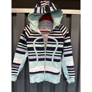 Lululemon In Stride Jacket HighNeck Front Zip Long Sleeve Aqua Size 10